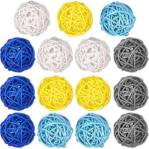 15 Pieces 1.8 inch Wicker Rattan Balls Ornament Vase Fillers Decorative Orbs for Craft Party Wedding Decoration Home Table Decoration Baby Shower Aromatherapy Accessories