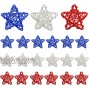 21 PCs Christmas Star Shaped Rattan Balls Decor 2.36 Inch Red White and Blue Wicker Balls Vase Fillers DIY Craft Vase Filler Hanging Balls for Patriotic Party Wedding Table Decoration Star