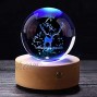 3D Crystal Ball with Wood Stand Deer Ornaments Figures Snowflake Snow Globe Decor Glass Ball Gift for Friend Dad Kids and More 3.15 inch