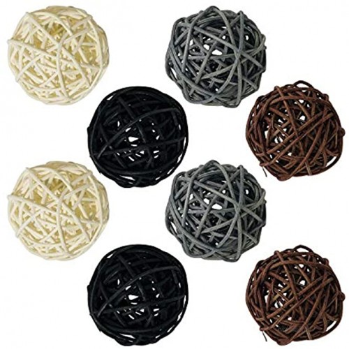 8 Pieces Wicker Rattan Balls Decorative Orbs Vase Fillers for Craft Project Wedding Table Decoration Themed Party Baby Shower Aromatherapy Accessories Diameter White Gray Black Brown 3 Inch