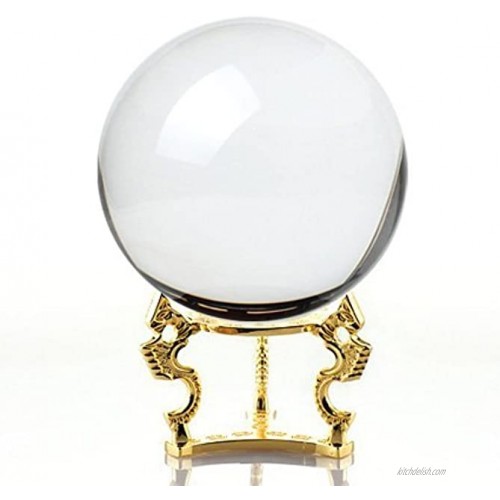 Amlong Crystal Clear Crystal Ball 150mm 6 inch Including Golden Dragon Stand and Gift Package