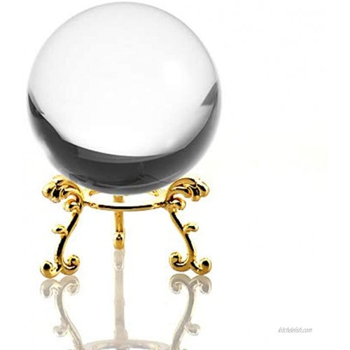 Amlong Crystal Small Clear Crystal Ball 60mm 2.3 inch Diameter Including Golden Flower Stand and Gift Package
