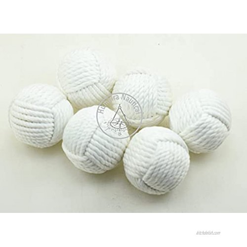 Aysha Nautical Set of 6 Cotton Rope Balls Nautical Decoration Table Decor Rope Balls Nautical Bowl Filler Beach Decor