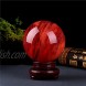 BeneCharm Red Crystal Ball with Stand 100mm Natural Crystal Ball Sphere Melting Quartz Crystal Gemstone for Meditation Healing Divination Sphere Home Decoration Fengshui