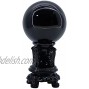 Black Obsidian Crystal Ball 3 inch 80 mm with Wooden Stand， Decorative Ball， Gazing Divination or Feng Shui and Fortune