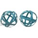 Brightest Place Blue Metal Band Decorative Spheres Set of 2 and Microfiber Dusting Cloth