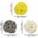 CheeseandU Rattan Balls 24PCS 2 Inch Mixed 3Colors Wicker Ball Decorative Ball for Wedding Party Beach Decoration Orbs Vase Fillers Yellow&White&Grey