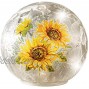 Collections Etc LED Lighted Sunflowers Crackled Glass Balls | Bright Cheerful Sunflowers |Sparkling Glitter Crystal Accents | Frosted Glass | Mantel Shelf Tabletop | Glass | Small Large