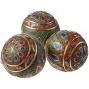 Design Toscano Peacock Feathered Orbs Decorative Accent Balls 3 Inch Set of Three Full Color 3 Count