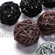Farmoo Rattan Ball 12PCS Large Decorative Balls for Bowls Wicker Ball Orbs Vase Fillers 3.5Inch Rustic Decor Brown
