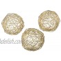 Gold Metal Band Decorative Dining Ball Set of 3 Geometric Sculptures Dining Coffee Table Centerpiece for Wedding Table Decoration Themed Party Baby Shower Aromatherapy Accessories 4.5 Inches