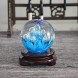 Hand-blown blue ocean glass crystal ball 3.54 dolphin model crystal meditation ball sea plant collection for birthday gift,decorated in home bedroom office dining table .Coral bubbles glass ball