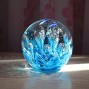 Hand-blown blue ocean glass crystal ball 3.54 dolphin model crystal meditation ball sea plant collection for birthday gift,decorated in home bedroom office dining table .Coral bubbles glass ball