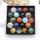 JUNHAN 20PCS Chakra Gemstone Sphere Collection 16MM Healing Reiki Decor Crystal Quartz Stone Balls Beads