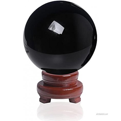 LONGWIN 120mm 4.7 in Divination Black Crystal Ball Obsidian Healing Crystals Home Decorations Meditation Ornaments