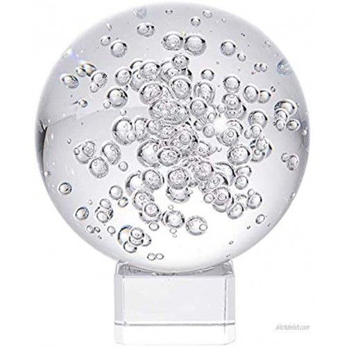 LONGWIN 3.9 Inch Crystal Bubbles Ball Glass Decorative Balls with Stand