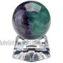 PESOENTH Natural Fluorite Crystal Ball Green Purple Quartz Healing Gemstone Sphere 30mm 1.2 with Acrylic Base for Fengshui,Meditation,Divination,Home Decoration in Gift Box