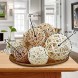 Qingbei Rina Large Wicker White Rattan Balls5.9inch 2pcs House Ornaments for Craft Party Wedding Table Centerpiece Decorative Balls Orb Vine Sphere Christmas Tree Accessories