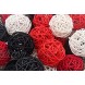 Set of 15 Mixed Black Red White 2 Small Decorative Wicker Rattan Balls Natural Sphere Orbs for Vase Bowl Filler Christmas Tree Ornaments Wedding Centerpieces Home Patio Garden Hanging Decoration