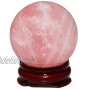 TUMBEELLUWA Natural Rose Quartz Crystal Ball Gemstone Home Decoration Healing Stone Sphere with Wood Stand,1.3-1.5