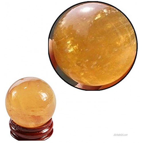 Wixine 1Pcs 40mm Yellow Natural Citrine Quartz Crystal Sphere Ball Healing Gemstone