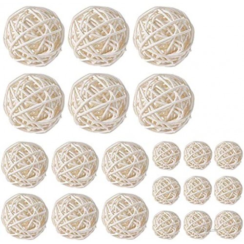 Worldoor Wicker Rattan Balls Bag Garden Wedding Party Decorative Crafts House Ornaments Vase Fillers Decorative Orbs Natural Spheres Christmas Tree. Set of 21. White