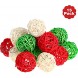 Yaomiao 15 Pieces Wicker Rattan Balls Decorative Orbs Vase Fillers for Craft Party Valentine's Day Wedding Table Decoration Baby Shower Aromatherapy Accessories 1.8 Inch Green Red White