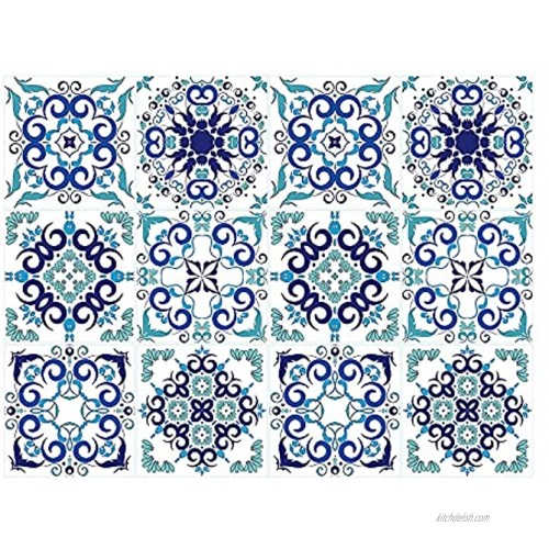 12 Pcs 6x6 Inch15X15cm Waterproof Vinyl Moroccan Tiles Sticker for Home Decor Self-Adhesive Peel and Stick Backsplash Tile Decals for Kitchen Bathroom Decor