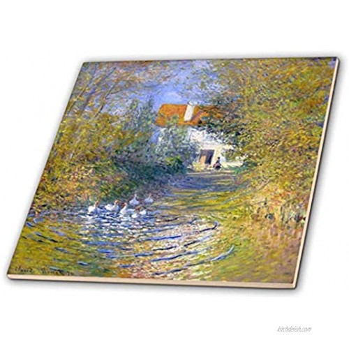 3dRose ct_204945_1 Print of Monet Painting Geese in The Creek Ceramic Tile 4