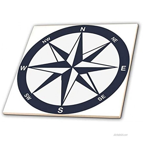3dRose ct_213841_4 Blue and White Nautical Compass Ceramic Tile 12