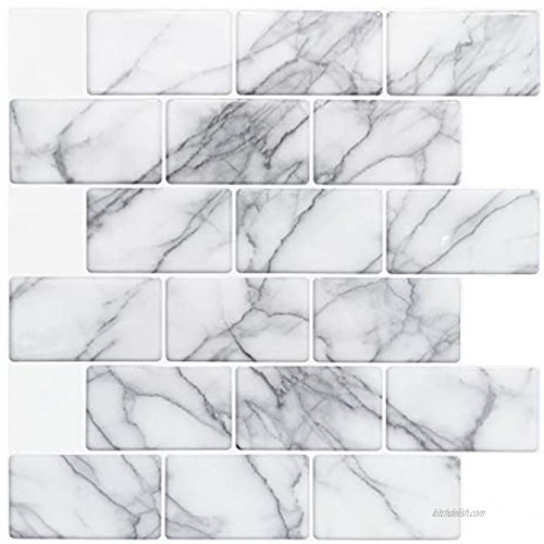 Art3d 10-Sheet Peel and Stick Backsplash Tile for Kitchen 12x12 Grey Marble