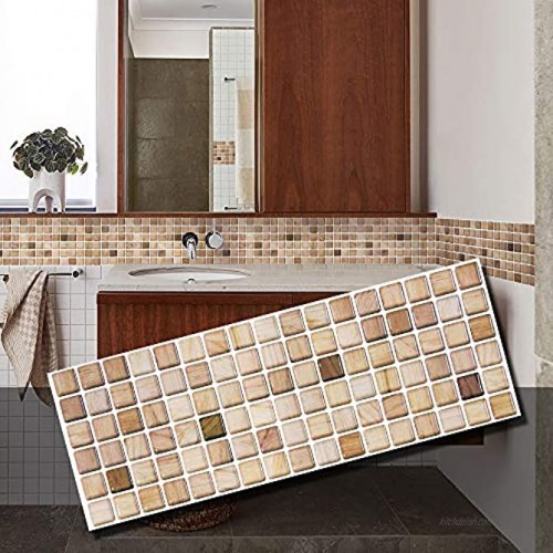 BEAUSTILE Decorative Tile Stickers Peel and Stick Backsplash Fire Retardant Tile Sheet Walnut 2 5.28 x 14.8