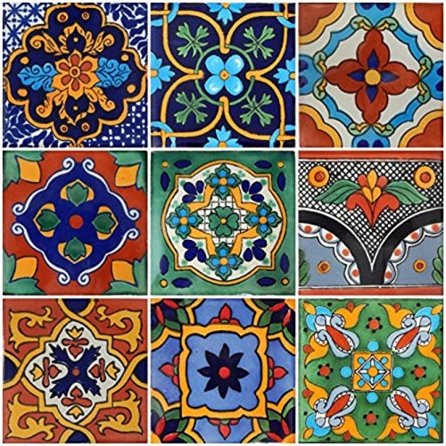Color y Tradicion 9 Mexican Tiles 4 x 4 Hand Painted Talavera F- 40