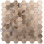 Decopus Metal Mosaic Tile Backsplash Peel and Stick Hexagon Copper Gold 5pc Pack for Kitchen Bathroom Wall Accents 12''x 12'' 0.16'' Stick On Mosaic Tile