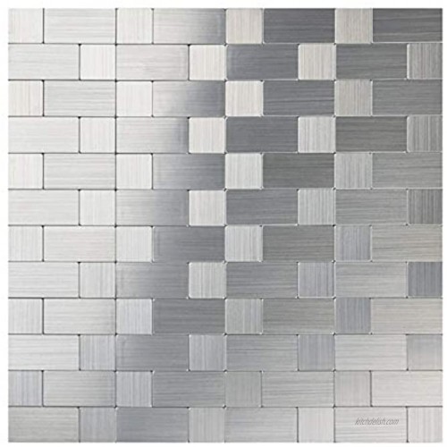LK 10pcs Premium Self-Adhesive Metal Tiles Peel and Stick Backsplash Tiles for Kitchen 12x12 Silver