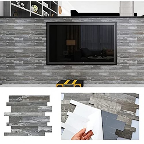 Miscasa Peel and Stick Backsplash Tiles Wood Grain PVC Composite Self Adhesive Decorative Wall Sticker Tiles Deep Grey 5 Tiles of 11.60” X 11.70” 4.70 sq ft