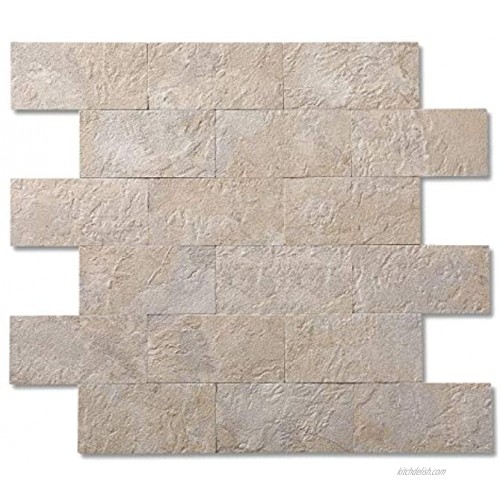 Peel and Stick Backsplash Wall Tile PVC Stickon Tile for Kitchen Backsplash Peel and Stick in Marble Beige 11.85''x11.89'',1 Sheet