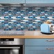 Peel and Stick Self-Adhesive DIY Back Splash Stick-on Vinyl Wall Tiles for Kitchen or Bathroom 12 X 12 Each 3D Mosaic Wall Tiles 8 Sheets Pack Blue Grey Marble Mix Stripe