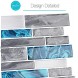 Peel and Stick Self-Adhesive DIY Back Splash Stick-on Vinyl Wall Tiles for Kitchen or Bathroom 12 X 12 Each 3D Mosaic Wall Tiles 8 Sheets Pack Blue Grey Marble Mix Stripe