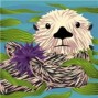 Sea Otter and Urchin Decorative Ceramic Wall Art Tile or Coaster JT12