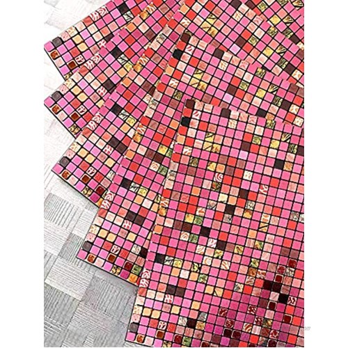 XUANINY Peel and Stick Backsplash Tiles for Kitchen Bathroom,Fireplace,Self Adhesive Metal Aluminum Mosaic 11.81x11.81 5 Rose red Mixed