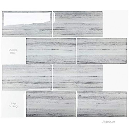 Yoillione 10 Sheets Peel and Stick Wall Tile Stickers for Kitchen Waterproof Backsplash Tiles 3D Vinyl Self Adhesive Tiles with Wood Grain Effect Grey PVC Stick on Tiles for Bathroom
