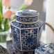 A&B Home 5 Decorative Porcelain Jars Set of 3 Glazed Hand Painted Blue White Ceramic Vase with Lid Centerpiece Ginger Jar Asian Décor