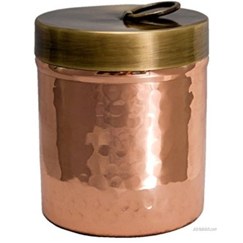 Alchemade Premium Quality Hammered Copper Spice Jar with Brass Lid 100% Pure Heavy Gauge Copper Cotton Swab Ball Holder