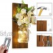 Antique Wall Mounted Candlesmayson Can Wall Candlestick with Remote Control Led Lamp and White Peony Farmhouse Decoration Living Room Bathroom and Kitchen Wall Mounted Lighting Decorative Lamp