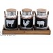 Barnyard Designs Decorative Galvanized Metal Jars with Rustic Handles Wood Lids and Tray Vintage Farmhouse Primitive Country Home Decor Jugs with Farm Animal Designs Set of 3