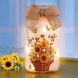 Collections Etc LED Lighted Sunflower Mason Jar Table Lamp with Burlap Bow