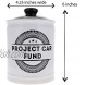 Cottage Creek Project Car Fund Jar | Auto Restoration Coin Bank with Removable Black Lid | Car Piggy Bank | Car Gift [White]