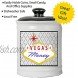 Cottage Creek Vegas Money Jar | Las Vegas Fund Piggy Bank with Black Lid | Casino Bank | Las Vegas Gifts [White]