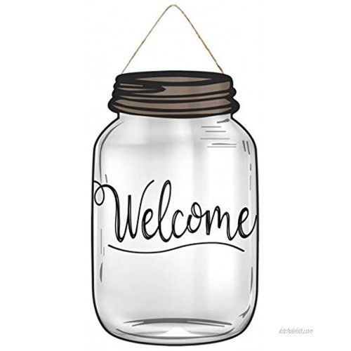 Craig Bachman Mason Jar Welcome Wooden Farmhouse Sign 10 Inches x 6 Inches